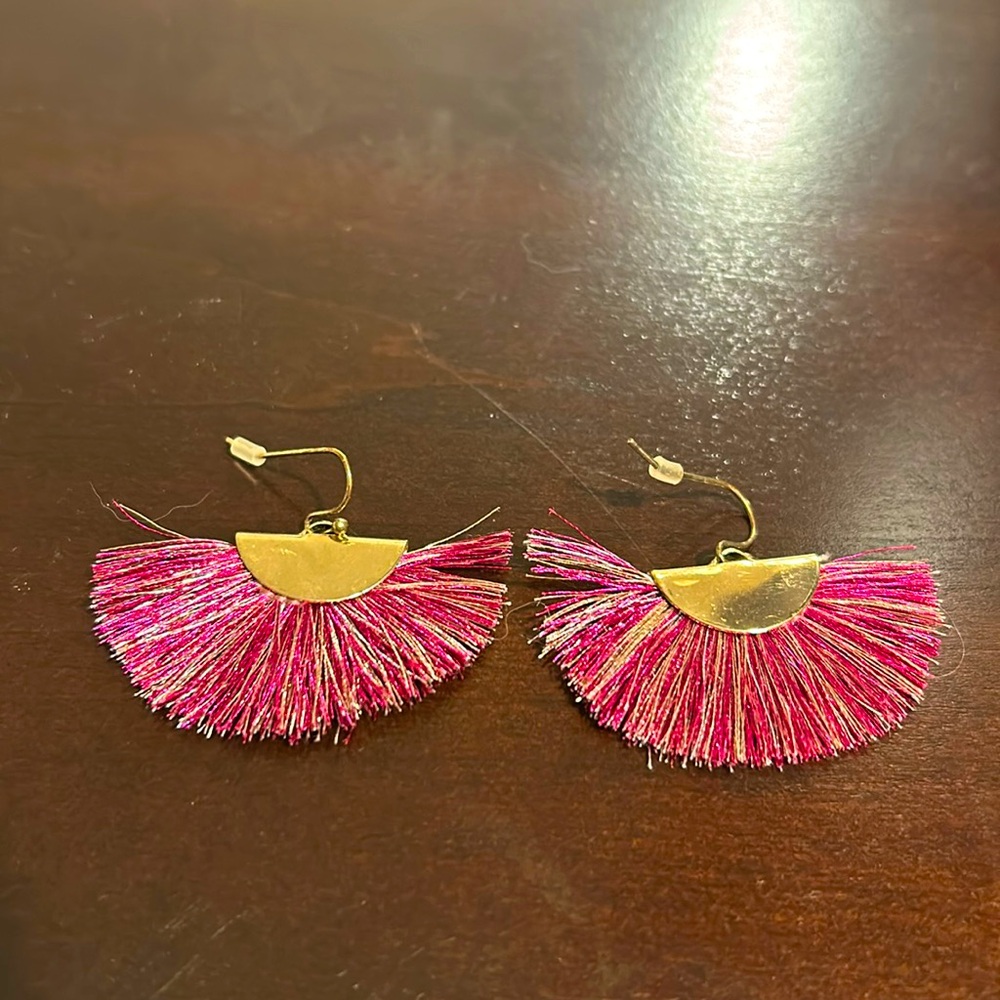 Hot pink dangly boho earrings